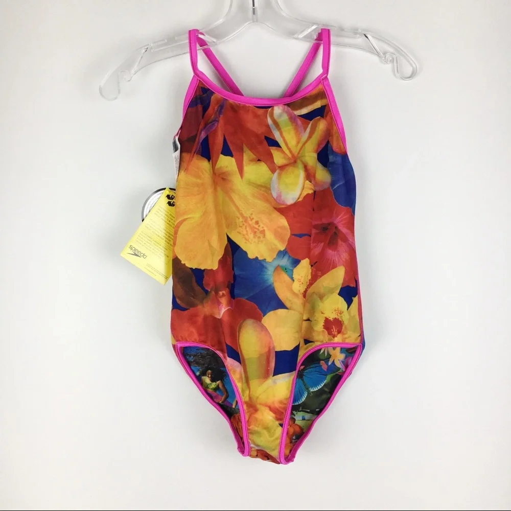 New‎ Girls Reversible Speedo One Piece Swimsuit